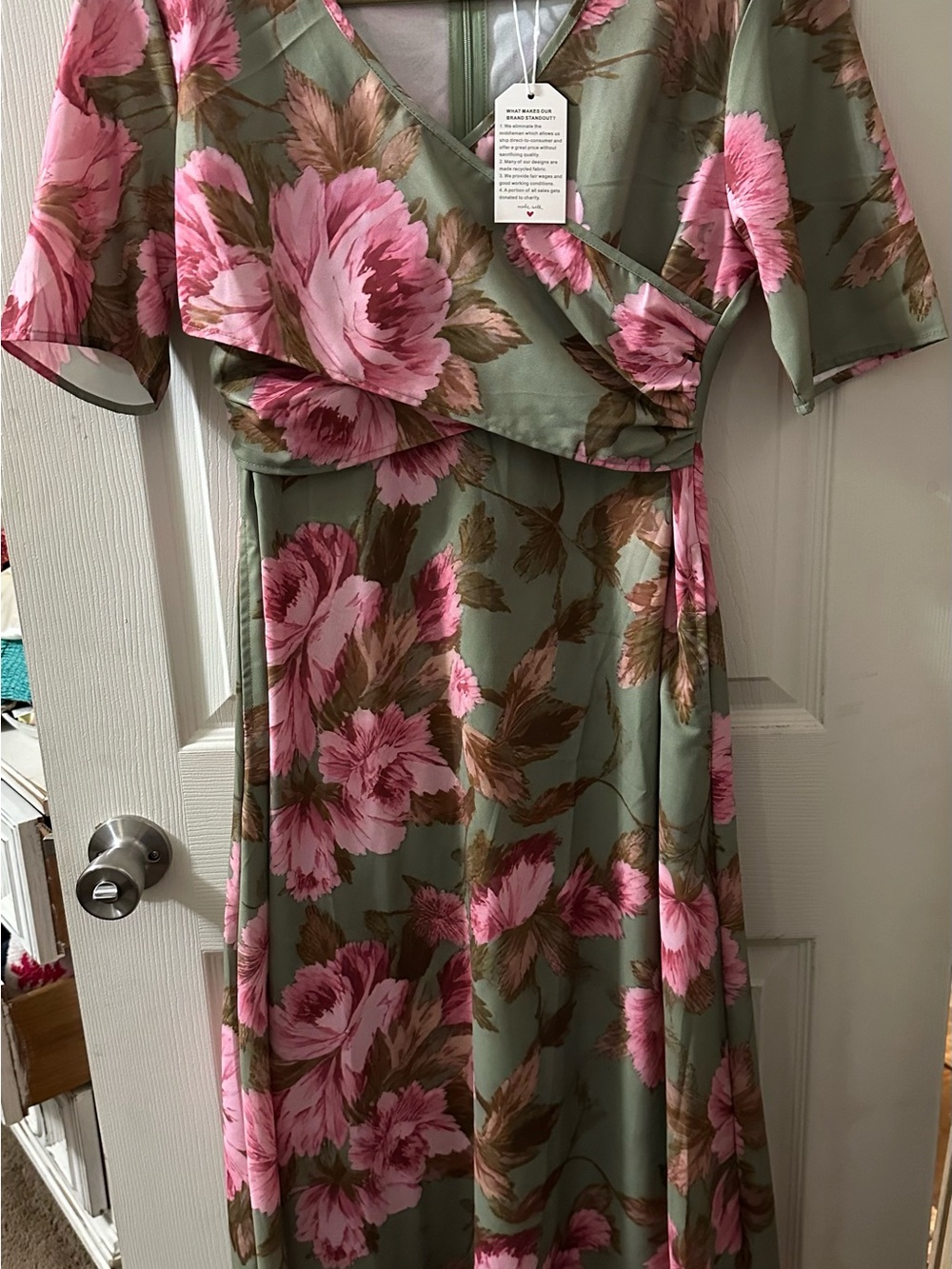 VENUS Pink Floral Maxi Dress on Sage